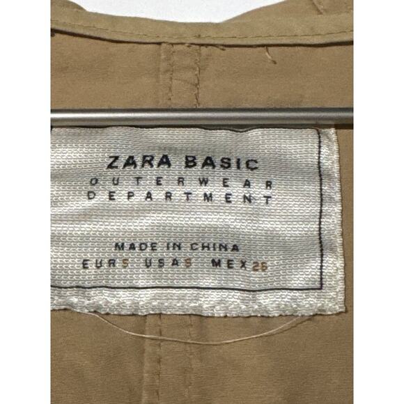 Zara Basic Khaki Hooded Outerwear Jacket Womens Size Small - Picture 5 of 9